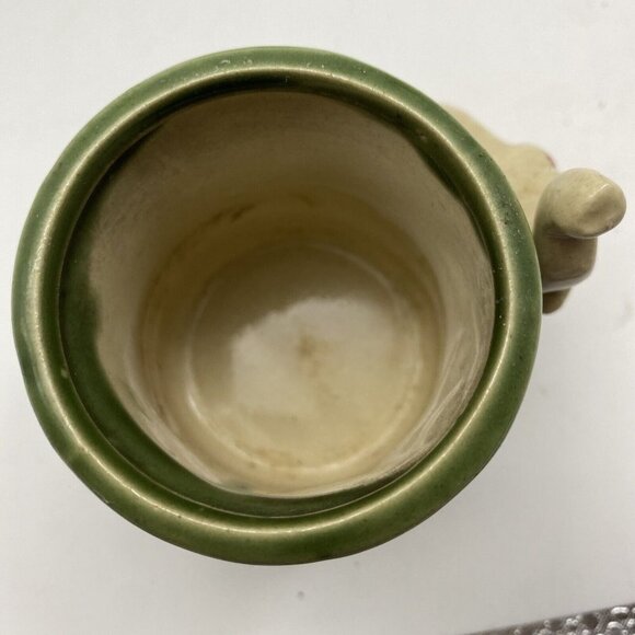 VTG Ceramic Planter Cup Vase Elephant Lucky Trunk Up Green Bamboo Asian 2 3/4”H - Picture 12 of 12